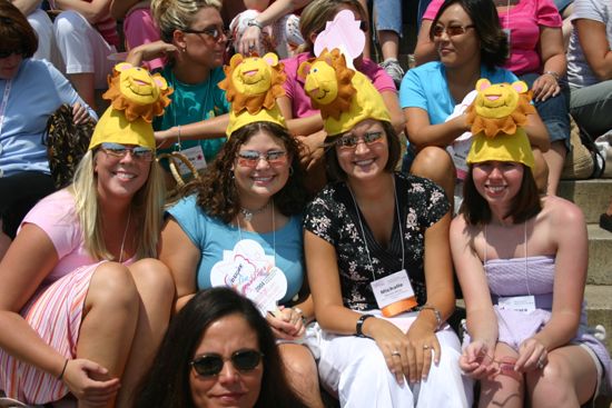 Four Phi Mus on Lincoln Memorial Steps During Convention Photograph 3, July 10, 2004 (image)