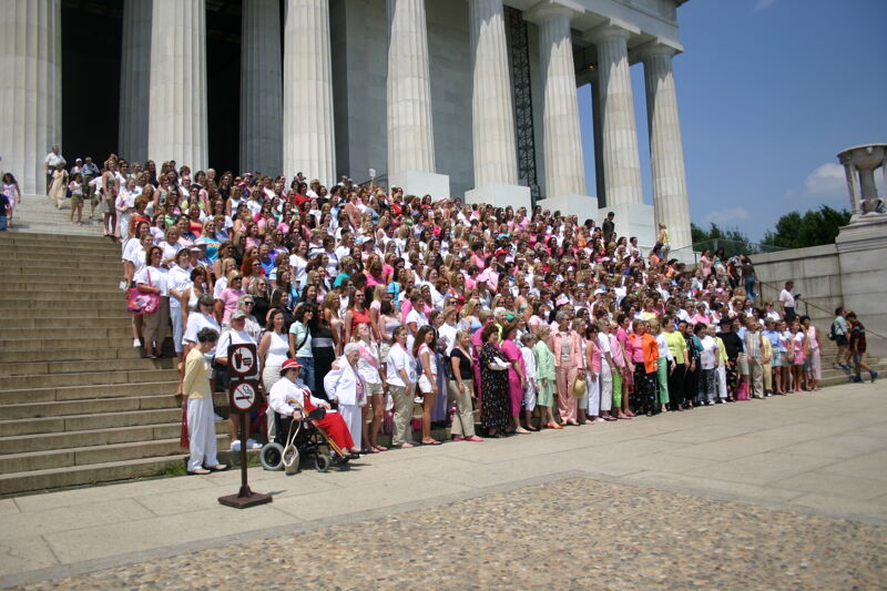 Convention Attendees at Lincoln Memorial Photograph 6, July 10, 2004 (Image)
