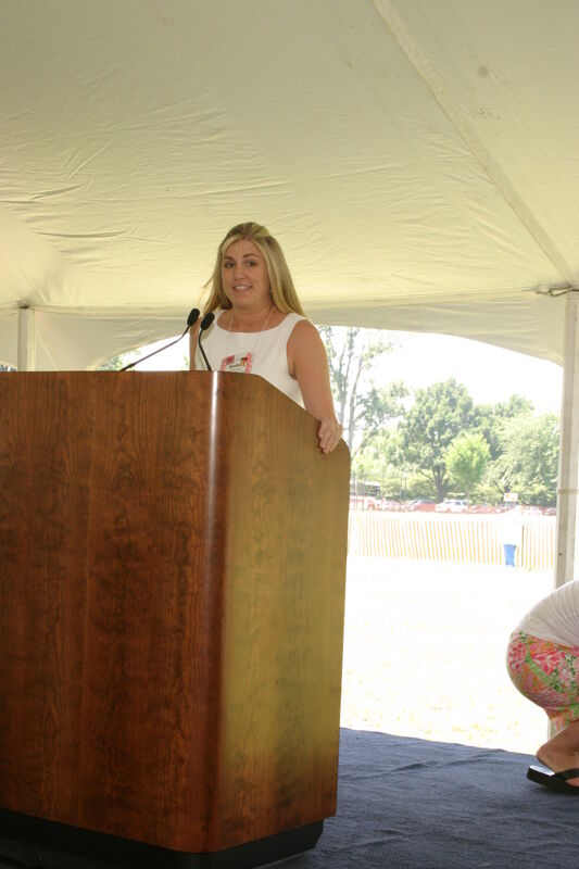 Andie Kash Speaking at Convention Outdoor Luncheon Photograph, July 10, 2004 (Image)