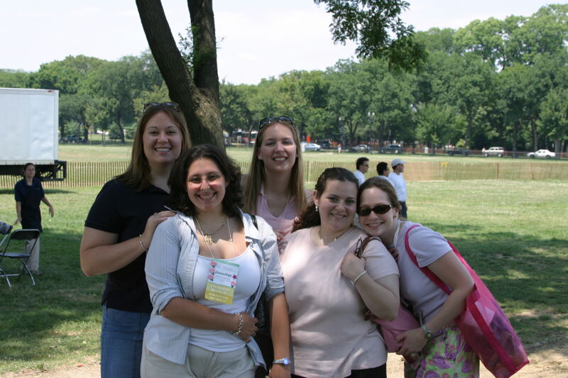 Five Phi Mus at Convention Outdoor Luncheon Photograph 1, July 10, 2004 (Image)
