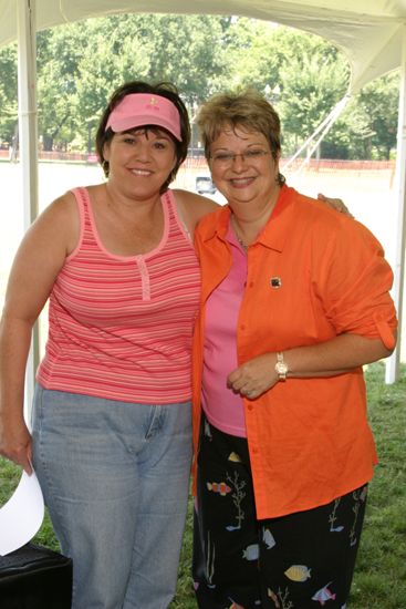 Kathy Williams and Unidentified With Certificate at Convention Outdoor Luncheon Photograph, July 10, 2004 (image)