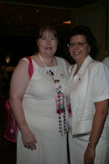 Pam Backstrom and Mary Ganim Dressed in White at Convention Photograph, July 8-11, 2004 (image)