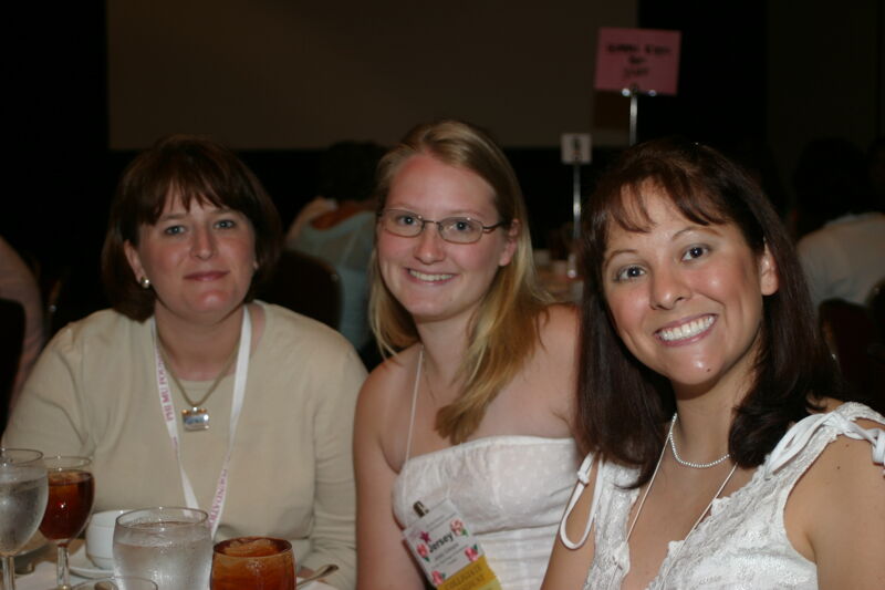 Jersey Gillespie and Two Unidentified Phi Mus at Convention Sisterhood Luncheon Photograph, July 8-11, 2004 (Image)