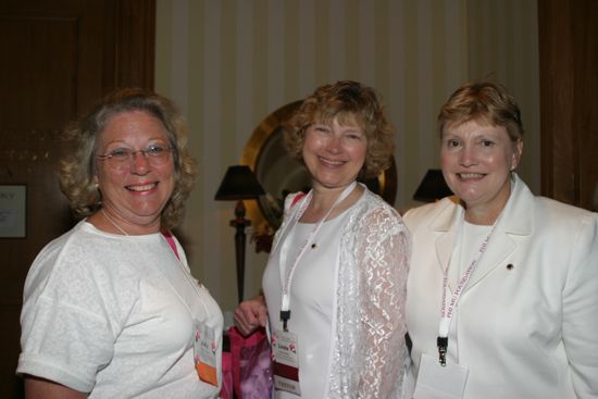 Linda Brooks and Two Unidentified Phi Mus Dressed in White at Convention Photograph, July 8-11, 2004 (image)