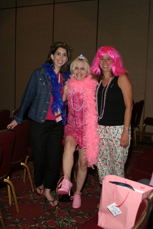 Rachel Babin and Two Unidentified Phi Mus at Convention Officer Appreciation Luncheon Photograph, July 8, 2004 (Image)