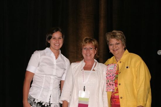 Kathy Williams and Two Unidentified Phi Mus at Convention Sisterhood Luncheon Photograph, July 8-11, 2004 (image)