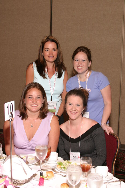 Braziel, McLamb, and Two Unidentified Phi Mus at Convention Sisterhood Luncheon Photograph, July 8-11, 2004 (Image)