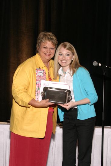 Kathy Williams and Unidentified With Award at Convention Sisterhood Luncheon Photograph 1, July 8-11, 2004 (image)