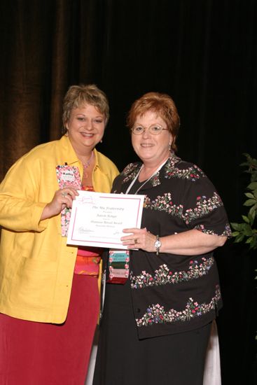 Kathy Williams and Baton Rouge Alumna With Certificate at Convention Sisterhood Luncheon Photograph, July 8-11, 2004 (image)