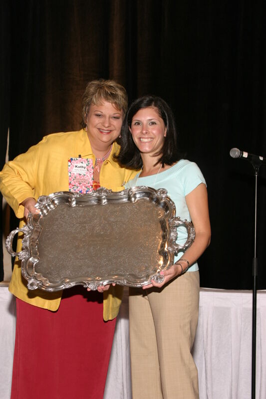 July 8-11 Kathy Williams and Unidentified With Award at Convention Sisterhood Luncheon Photograph 3 Image
