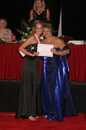 Kathy Williams and Katie Burcham With Certificate at Convention Carnation Banquet Photograph, July 11, 2004 (image)