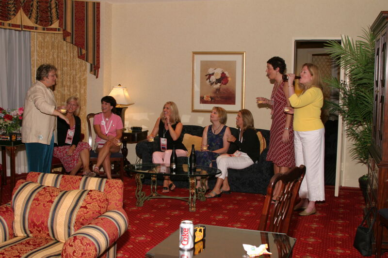 Jen Wooley and National Council Socializing at Convention Officers' Party Photograph 1, July 7, 2004 (Image)