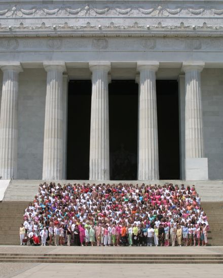 Convention Attendees at Lincoln Memorial Photograph 10, July 10, 2004 (image)