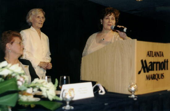 Annadell Lamb and Mary Jane Johnson During Carnation Banquet Photograph, July 4-8, 2002 (image)