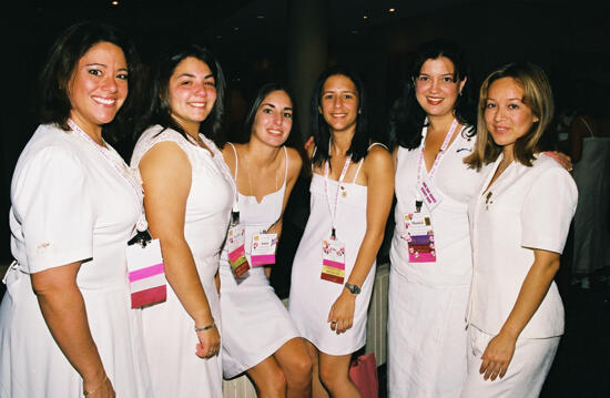 Group of Six in White Dresses at Convention Photograph, July 4-8, 2002 (image)