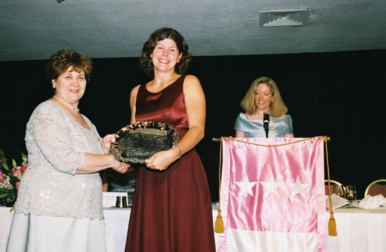 Mary Jane Johnson and Unidentified With Award at Convention Photograph 7, July 4-8, 2002 (image)