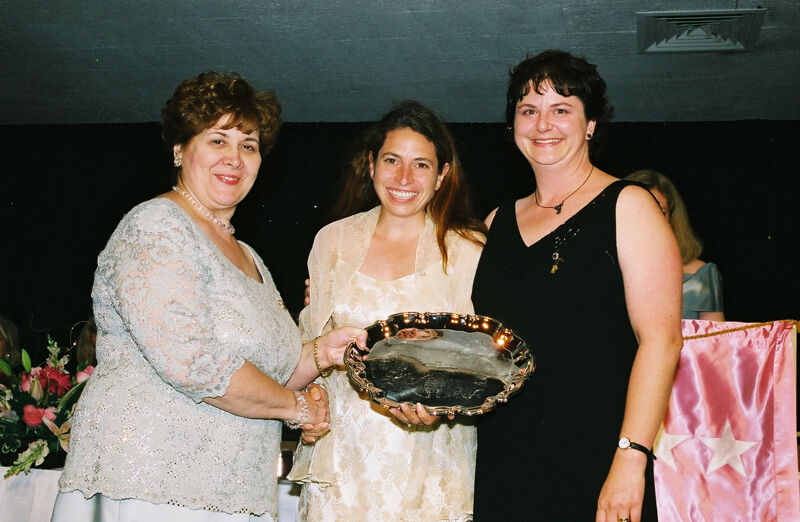 Mary Jane Johnson and Two Phi Mus With Award at Convention Photograph, July 4-8, 2002 (Image)