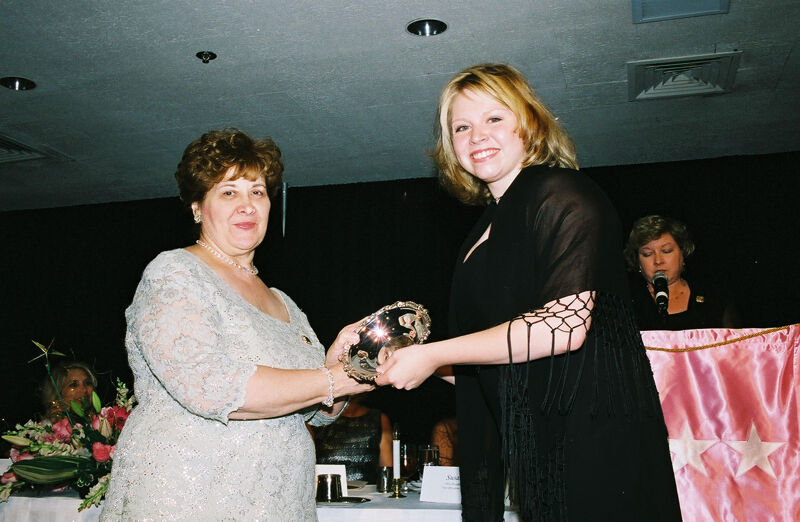 Mary Jane Johnson and Unidentified With Award at Convention Photograph 14, July 4-8, 2002 (Image)