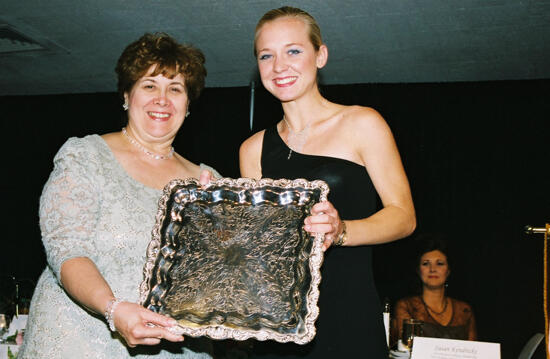 Mary Jane Johnson and Unidentified With Award at Convention Photograph 11, July 4-8, 2002 (image)