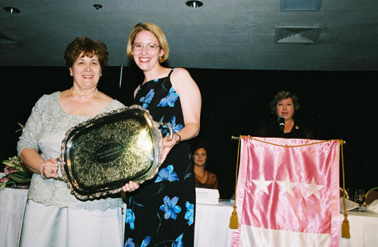 Mary Jane Johnson and Unidentified With Award at Convention Photograph 10, July 4-8, 2002 (image)