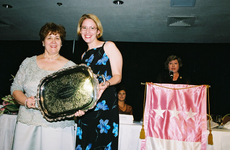 Mary Jane Johnson and Unidentified With Award at Convention Photograph 10, July 4-8, 2002 (Image)