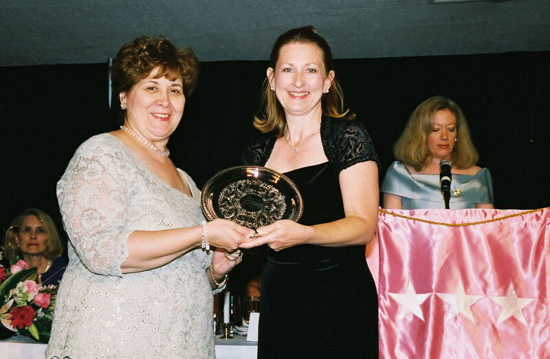 Mary Jane Johnson and Unidentified With Award at Convention Photograph 6, July 4-8, 2002 (Image)
