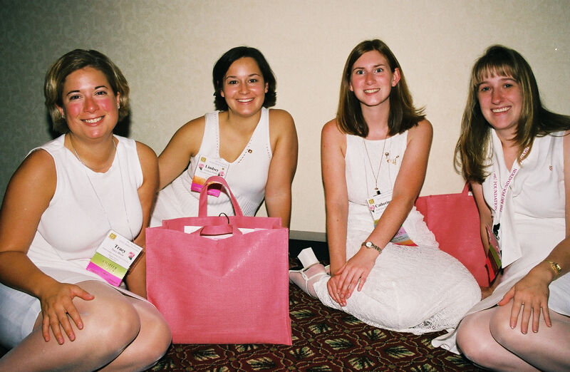 Tracy, Lindsey, Catherine, and Unidentified at Convention Photograph, July 4-8, 2002 (Image)