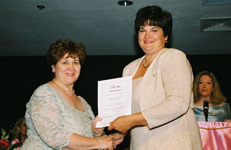 Mary Jane Johnson and South Central Pennsylvania Alumnae Chapter Member With Certificate at Convention Photograph, July 4-8, 2002 (Image)