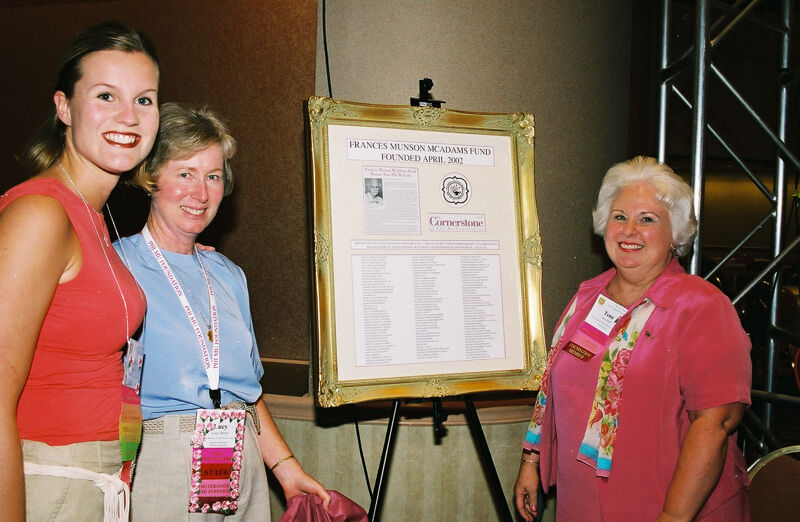 Unidentified, Stone, and Hall Unveiling McAdams Fund Plaque at Convention Photograph 2, July 4-8, 2002 (Image)