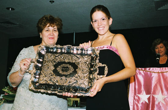 Mary Jane Johnson and Unidentified With Award at Convention Photograph 15, July 4-8, 2002 (image)