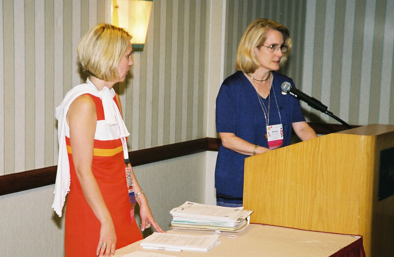 Unidentified Phi Mu and Donna Stallard Leading Convention Workshop Photograph 1, July 4-8, 2002 (Image)