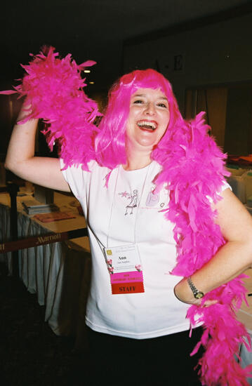 Ann Sutphin in Pink Wig and Boa at Convention Photograph 1, July 4-8, 2002 (image)