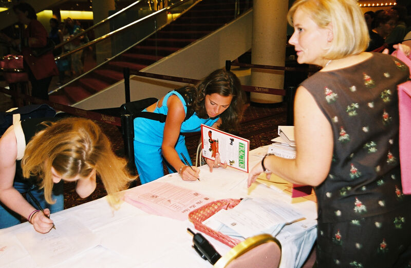 Phi Mus Registering for Convention Photograph 3, July 4-8, 2002 (Image)
