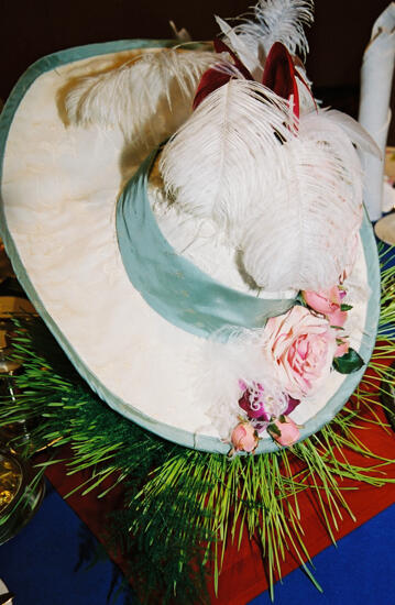 White Hat With Blue Trim on Display at Convention Photograph, July 4-8, 2002 (image)