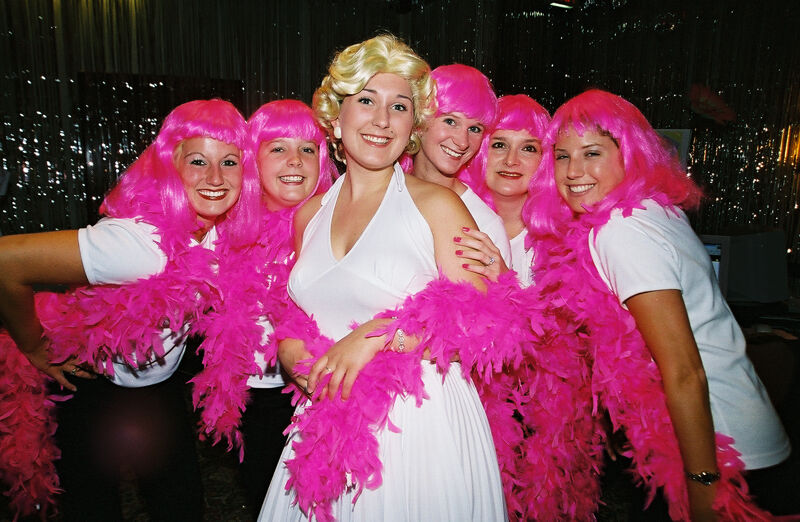 Phi Mus in Pink Wigs and Boas at Convention Photograph 8, July 4-8, 2002 (Image)