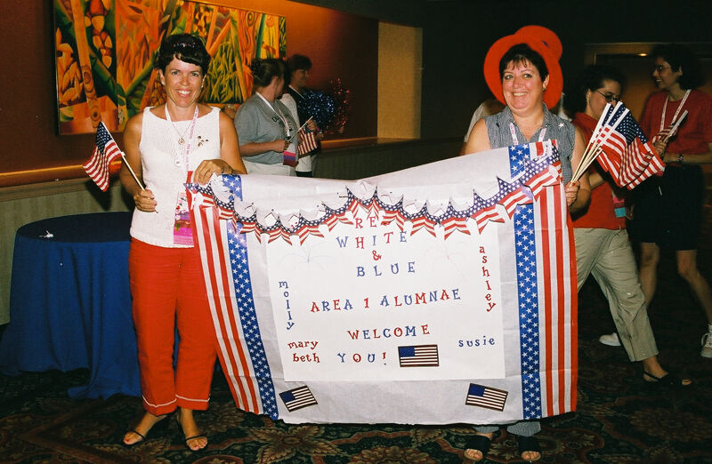 Area I Alumnae Holding Convention Welcome Sign Photograph 3, July 4, 2002 (Image)
