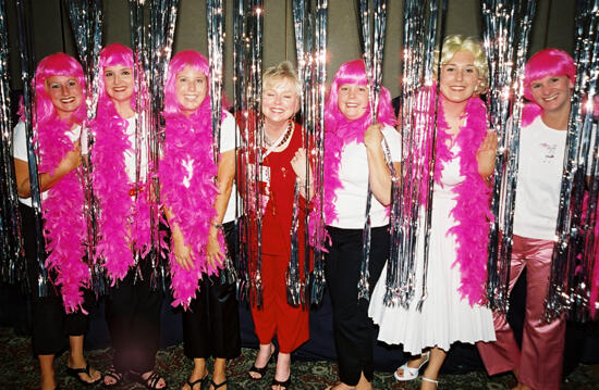 Phi Mus in Pink Wigs and Boas at Convention Photograph 2, July 4-8, 2002 (image)