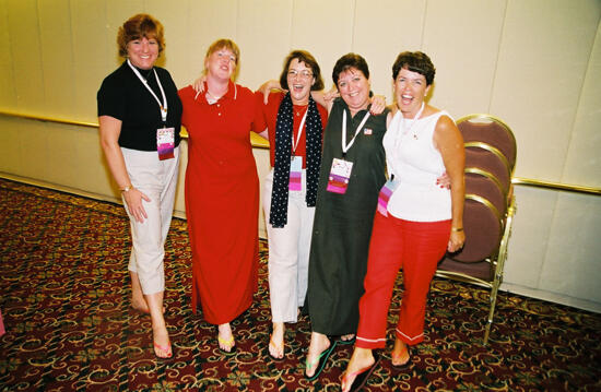 Five Phi Mus Modeling Sandals at Convention Photograph, July 4-8, 2002 (image)