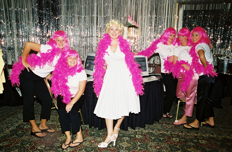 Phi Mus in Pink Wigs and Boas at Convention Photograph 3, July 4-8, 2002 (Image)