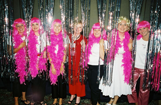 Phi Mus in Pink Wigs and Boas at Convention Photograph 1, July 4-8, 2002 (image)