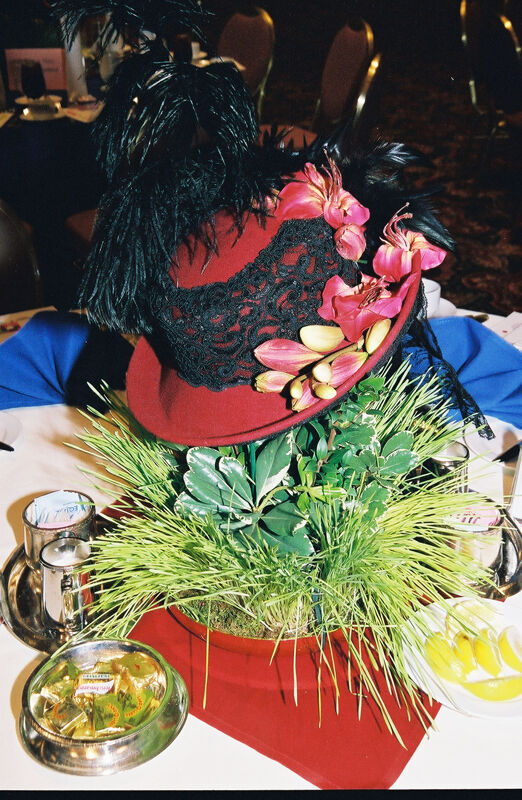 Red Hat With Black Lace on Display at Convention Photograph, July 4-8, 2002 (Image)