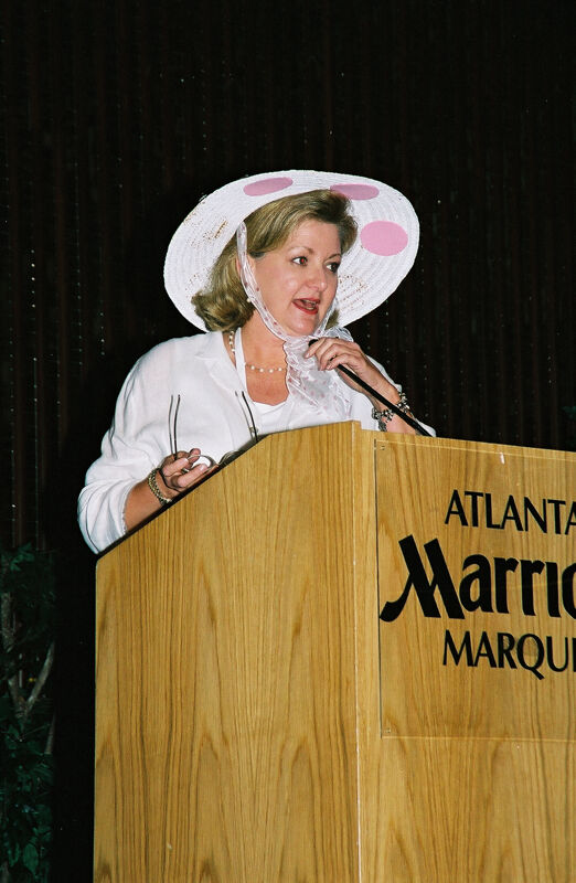 Cathy Moore Speaking at Convention Officers' Luncheon Photograph 1, July 4-8, 2002 (Image)