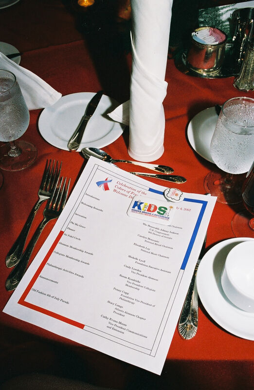 Convention Welcome Dinner Table Setting Photograph 3, July 4, 2002 (Image)