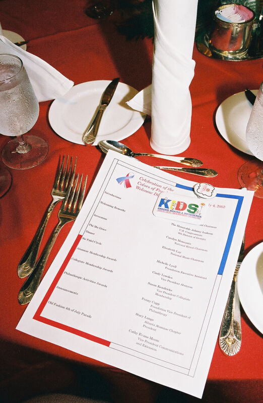 Convention Welcome Dinner Table Setting Photograph 2, July 4, 2002 (Image)