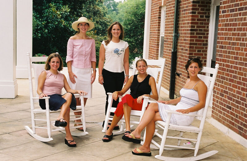 July 4-8 Group of Five in Rocking Chairs at Wesleyan College During Convention Photograph 4 Image