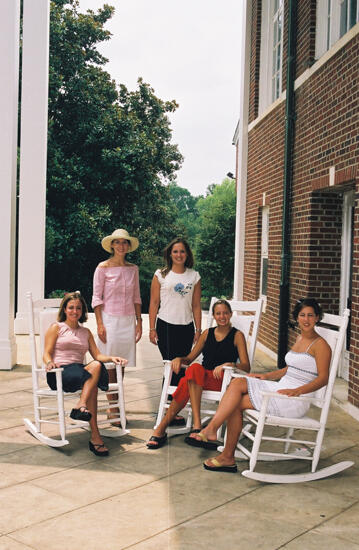 Group of Five in Rocking Chairs at Wesleyan College During Convention Photograph 6, July 4-8, 2002 (image)