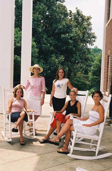 Group of Five in Rocking Chairs at Wesleyan College During Convention Photograph 9, July 4-8, 2002 (image)