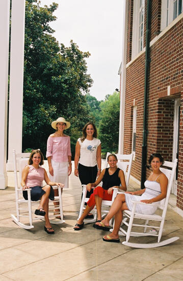 Group of Five in Rocking Chairs at Wesleyan College During Convention Photograph 7, July 4-8, 2002 (image)