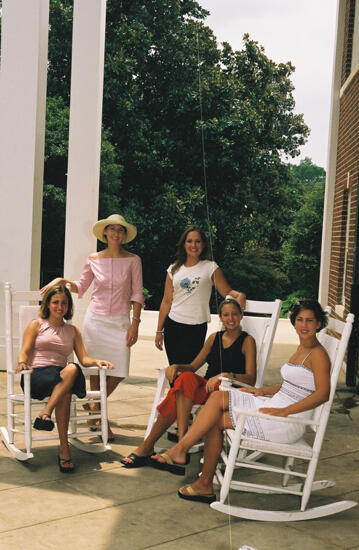 Group of Five in Rocking Chairs at Wesleyan College During Convention Photograph 8, July 4-8, 2002 (image)