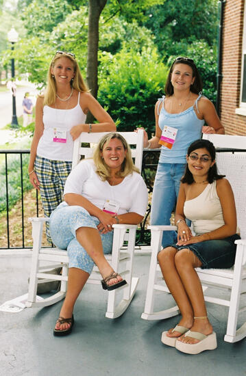 Tiffany, Amanda, Paige, and Unidentified at Convention Photograph 3, July 4-8, 2002 (image)